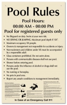 Pool Rules w/CPR Instructions - California Code