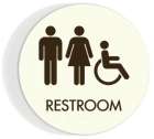 Restroom Sign w/Unisex & ISA Symbols