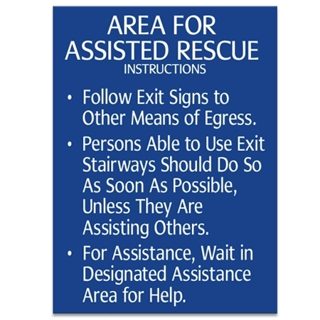 Area of Assisted Rescue Instructions Sign