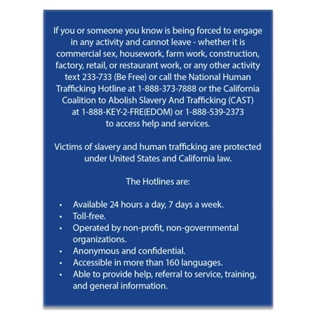California English Human Trafficking Notice