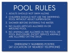 North Carolina Pool Rules and Emergency Phone Sign
