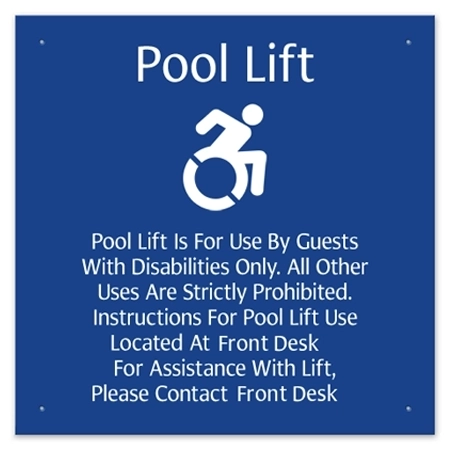 Pool Lift Rules Sign with Dynamic ISA Symbol