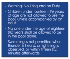 Roanoke, Virginia Pool Rules Sign