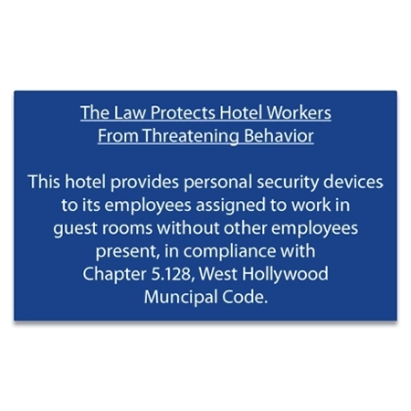 West Hollywood CA Housekeeper Protection Notice - Acrylic - 4 Pk