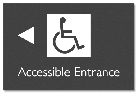 Accessible Entrance Sign w/ISA Symbol & Left Arrow