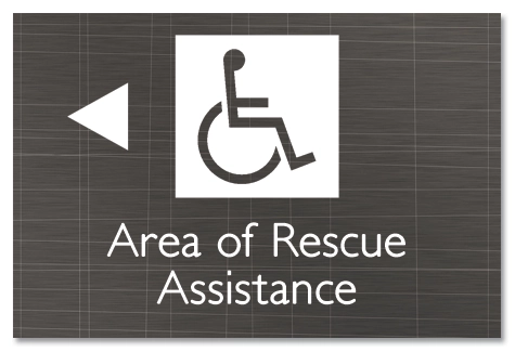 Area of Rescue Assistance Sign w/ISA Symbol & Left Arrow