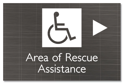 Area of Rescue Assistance Sign w/ISA Symbol & Right Arrow
