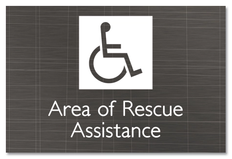Area of Rescue Assistance Sign w/ISA Symbol