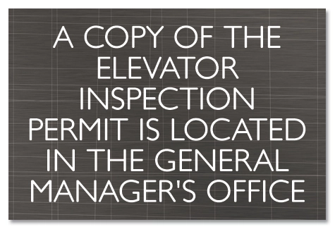 Elevator Inspection Permit Sign