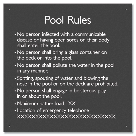 Ontario Canada Pool Rules Sign