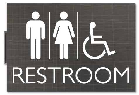 Restroom Flag Sign w/Male/Female/ISA Symbols