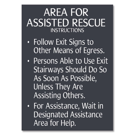 Area of Assisted Rescue Instructions Sign