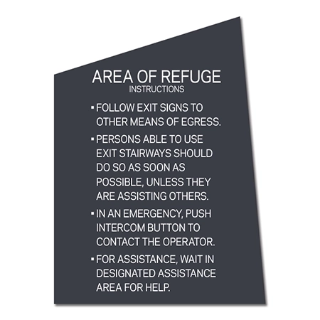 Area of Refuge Instructions Sign