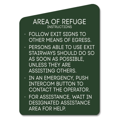Area of Refuge Instructions Sign