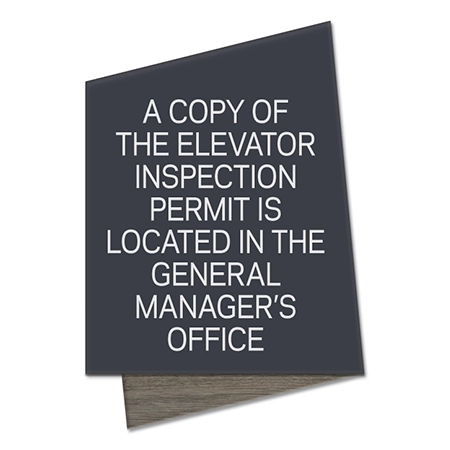 Elevator Inspection Permit Sign