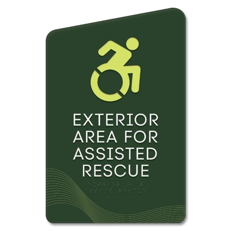 Exterior Area for Assisted Rescue Sign w/Dynamic ISA Symbol
