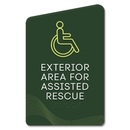Exterior Area for Assisted Rescue Sign w/ISA Symbol