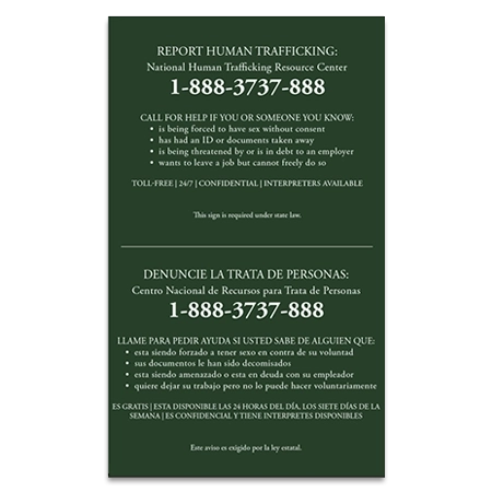 Maryland Code - Human Trafficking Notice - Celtec Material