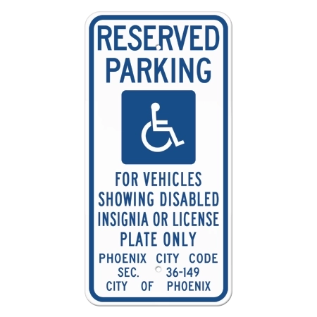 Phoenix, Arizona Reserved Parking Sign with ISA Symbol