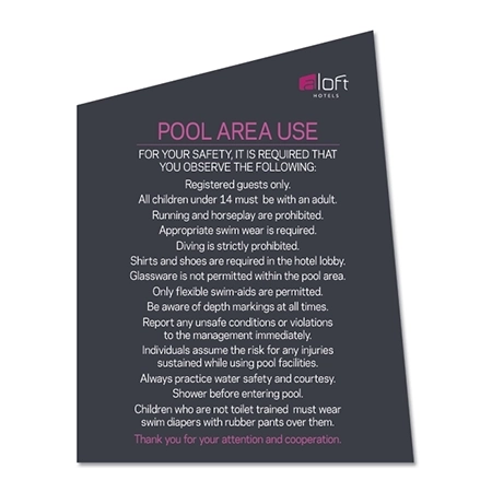 Pool Area Use Sign