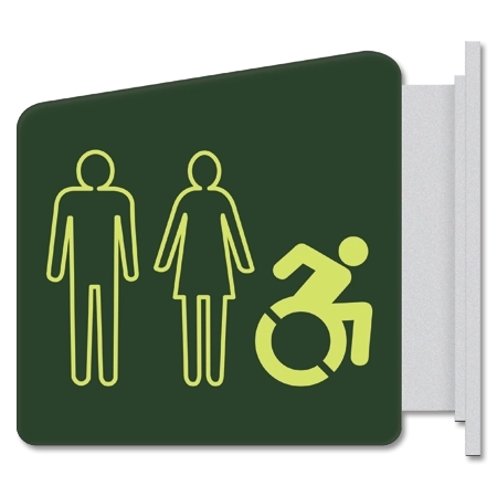 Restroom Flag Sign w/Unisex & Dynamic ISA Symbols