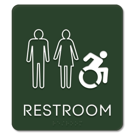 Restroom Sign w/Unisex & Dynamic ISA Symbols (Back of House)