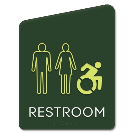 Restroom Sign w/Unisex & Dynamic ISA Symbols