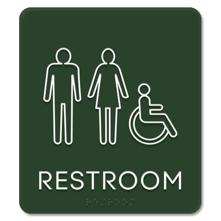 Restroom Sign w/Unisex & ISA Symbols (Back of House)