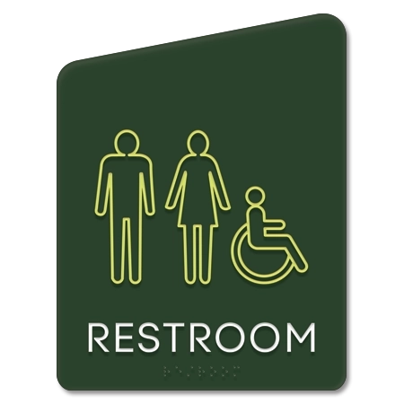 Restroom Sign w/Unisex & ISA Symbols