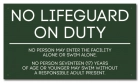 State Pool Sign - No Lifeguard on Duty - KY Compliant