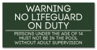 State Pool Sign - No Lifeguard - Texas Compliant