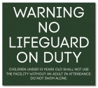 State Pool Sign - Warning No Lifeguard On Duty - Idaho Compliant
