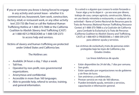 CA Bilingual Human Trafficking Notice