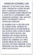 Handgun Licensing Law Sign (30.06) - Concealed