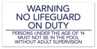 Texas No Lifeguard Pool Sign