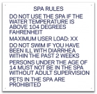 Texas Spa Rules Pool Sign