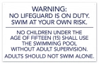 Washington DC No Lifeguard Pool Rules Sign