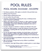 Washington DC Pool Rules with Hours Sign