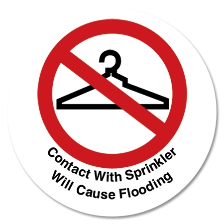 White Sprinkler Warning w/No Hanger Symbol; Roll of 100