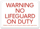 California No Lifeguard on Duty Sign