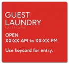 Guest Laundry Sign w/Hours
