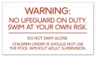 Maryland No Lifeguard on Duty Sign