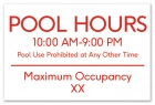 New York Pool Hours and Max Occupancy Sign