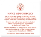 'Notice: Weapons Policy' Sign w/Symbol - FL Compliant - Acrylic Version
