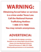 Texas Bilingual Human Trafficking Notice - Acrylic