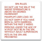 Texas Spa Rules Pool Sign