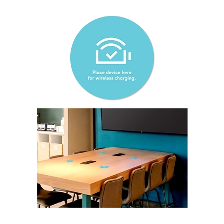Vinyl Wireless Charging Instructions (Set of 4) for Communal Table