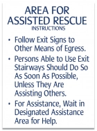 Area of Assisted Rescue Instructions Sign