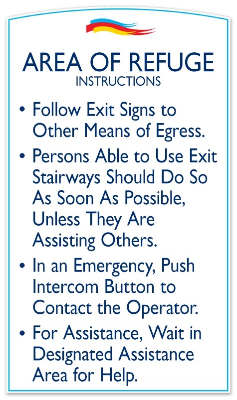 Area of Refuge Instructions Sign