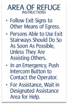 Area of Refuge Instructions Sign